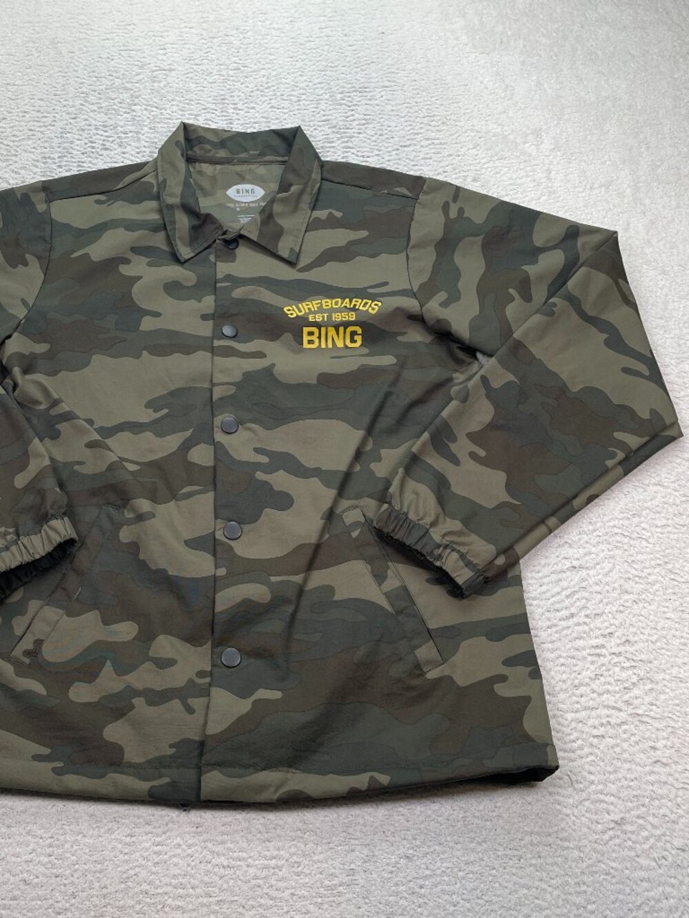 BING SURFBOARDS lightweight Jacket camo Mens small windbreaker